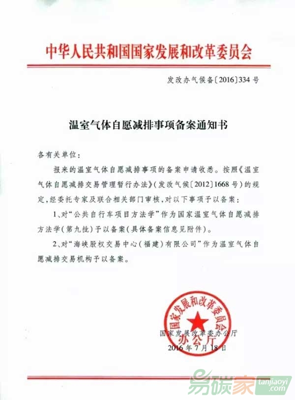 海峽股權(quán)交易中心（福建）有限公司成為碳排放交易機構(gòu)